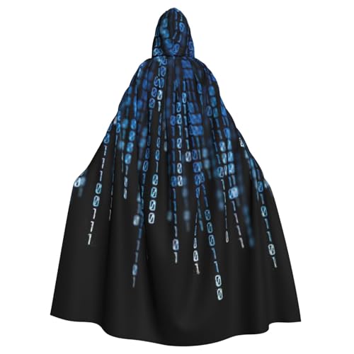 Yanglong Uni The Blue Binary Print Roben Capes Erwachsene Kapuzenumhang für Halloween Tod Vampir Cosplay Kostüme von Yanglong