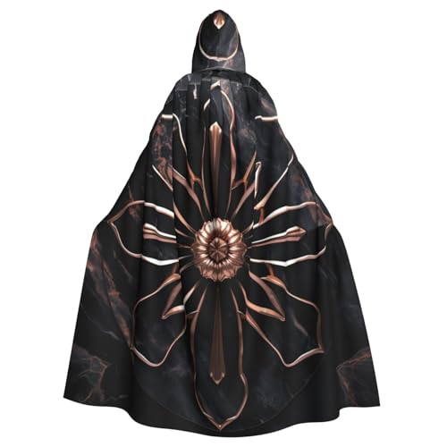 Yanglong Uni Umhang mit Kapuze für Halloween, Tod, Vampir, Cosplay-Kostüme, Schwarz / Roségold mit Marmor-1-Aufdruck von Yanglong