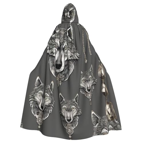 Yanglong Uni Wolfsmotive Accessories02 Print Roben Capes Adult Hooded Cloak for Halloween Death Vampire Cosplay Costumes von Yanglong