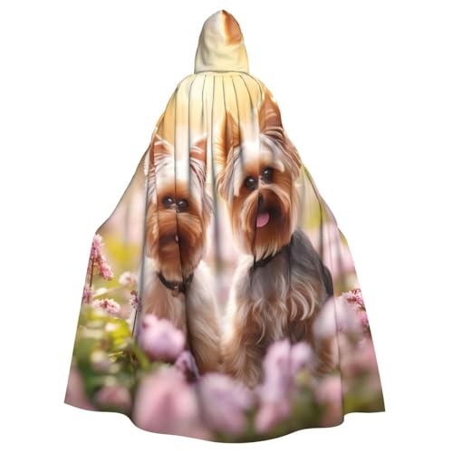 Yanglong Uni Yorkie Floral3 Print Robe Capes Erwachsene Kapuzenumhang für Halloween Tod Vampir Cosplay Kostüme von Yanglong