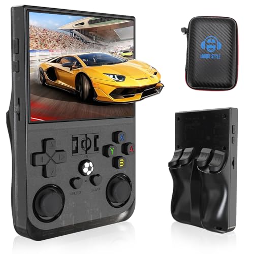 R36PRO Handheld-Spielekonsole, 3,5-Zoll-IPS-Bildschirm RK3326 1,5 GHz Handheld-Emulator, Dual-System-Retro-Konsole 4000 MAh Tragbare Taschen-Arcade (128GB) von Yanmis