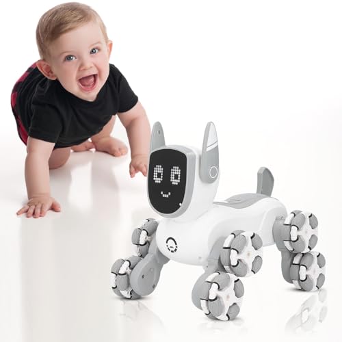 Yanmis Ferngesteuertes Roboter-Hundespielzeug, Wandelnder Welpe, Intelligenter Tanzender RC-Hund, Roboterspielzeug für und Mädchen, Interaktiver Touch & Follow-Roboterhund mit Musiklicht von Yanmis