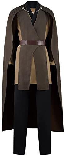 Erwachsene Count Dooku Cosplay Kostüm Männer Tunika Umhang Robe Jedi Master Tops Hosen Mantel Uniform Outfits (Braun - 1, Medium) von Yanny