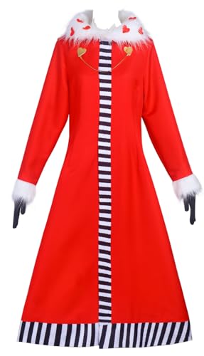 Hazbin Val Cosplay Winter Mantel Erwachsene Hotel Val Kostüm Hut Handschuhe Halloween Outfit (Red, Medium) von Yanny