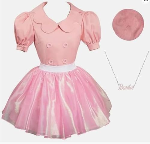 Yanny Bar-bie Cosplay Kleid Accessories Hat Margot Robbie Pink Kostüm Halloween Dress (Pink, X-Small) von Yanny