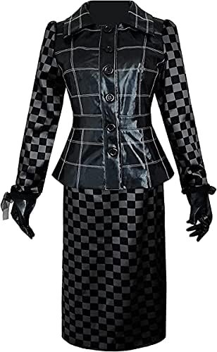 Yanny Damen Cruella Deville Cosplay Kostüm Kleid mit Handschuhen Full Set Halloween Cosplay Dress Outfits Set (XXL, Cruella 3) von Yanny