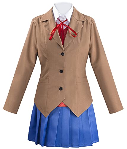 Yanny Damen Mädchen Sayori Yuri Natsuki Monika Cosplay Kostüm Anime Spiel Uniform JK Schuluniform Rock Halloween Matrosenanzug Sets (3XL, Monika, 3x_l) von Yanny