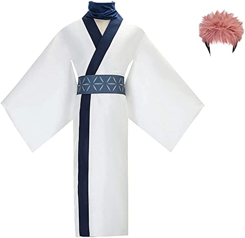 Yanny Jujutsu Kaisen Ryomen Sukuna Cosplay Kostüm Anime Sukuna Kimono Outfit für Halloween Karneval Party (M, Suit+Wig) von Yanny