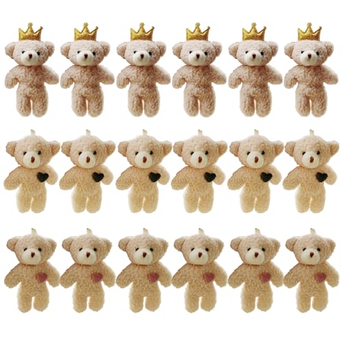 18 PCs Mini gefüllt Plüschbären, 4,7 -Zoll -Mini -Bärenspielzeug Tiny Bears Doll Bulk Weiche kleine Bären -Ornament Plüschgefüllte Tiere für Schlüsselbund DIY Craft Party Gunst, Teddy Bears Bulk von Yaoliucp