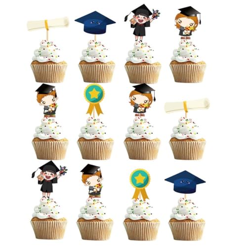 2023 Abschluss Cupcake Toppers Klasse von 2023 Cake Picks Abschlussfeier 12PCS Style 2, 2023 Abschluss Cupcake Toppers von Yaoliucp