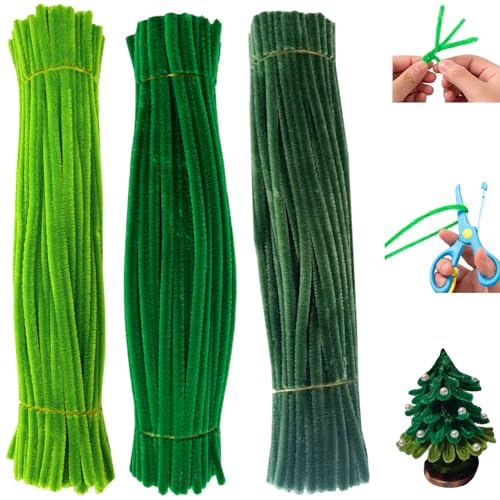 300pcs Green Pipe Cleaners Kit, 11,8 Zoll Flexible Rohrreiniger Bulk 3 grüne Farben Chenille Stiele DIY Fuzzy Sticks Bastelmittel und Materialien für Kunsthandwerksprojekte, grüne Rohrreiniger von Yaoliucp