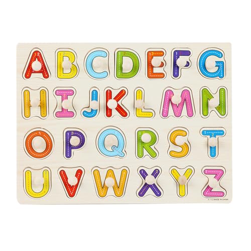 ABC -Puzzle, Alphabet ABC Holzrätsel, Kleinkindspielzeug Holzpace -Rätsel, Montessori Spielzeug für 3 Jahre alte, Holzbriefe für Kinder Mädchen Jungen (Großbuchstaben) Kleinkind -Rätsel Rätsel von Yaoliucp