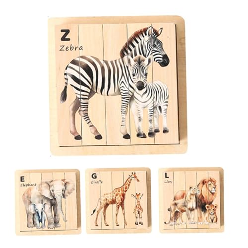 Animal Taddler Rätsel | Holzrätsel für Kleinkinder 1-3 1 Set 4 Tiermuster Kleinkind Rätsel glatter klarer Druckkinder Rätsel pädagogischer kinderfreundlicher Holzrätsel für Zuhause, Vorschule, Vorsch von Yaoliucp