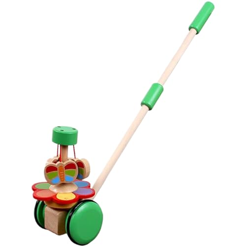 Holzschub und Pull -Wanderspielzeug, Push Toy entlang, sicheres hölzerne Baby Walker -Schubspielzeug mit rotierendem Schmetterling, farbenfroh von Yaoliucp