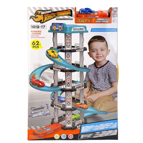 Parkhaus Spielzeugspielset, Race Car Ramp Track Toys Set Garage Playset mit Heliport Easy Assembly Toy Car Ramp Interaktiver Entwicklungsspielzeugauto Track Geschenke für Jungen von Yaoliucp