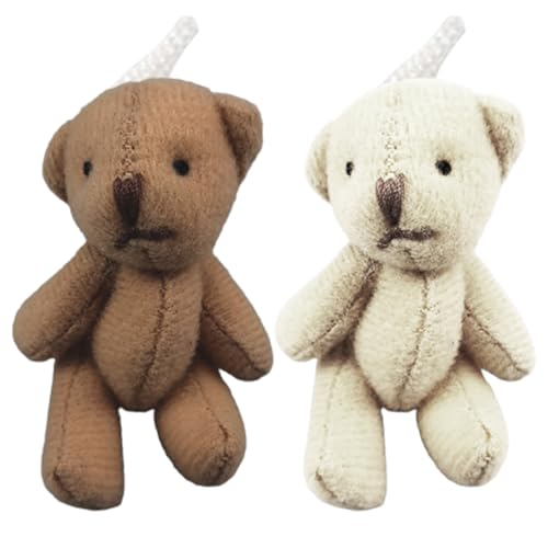 Pocket Bear 2pcs 1/12 Skala niedliche winzige Bären PP Baumwolle gefüllt kleine Bären mit hängenden Seil Mini -Bärenspielzeug für Puppenzubehör DIY Weihnachtsdekoration Party Gunst, Pocket Bear von Yaoliucp