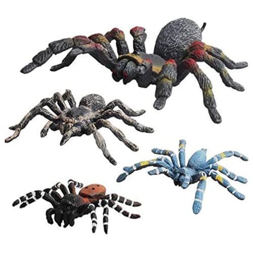 Realistische Spinne, 4pcs realistische Tierfiguren festgelegt, plastische gefälschte Spinne mit realistischen Details, Lernspinnen -Spinnenspielzeugmodell für Jungen Mädchen Kinder Kleinkinder von Yaoliucp