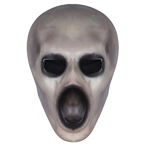 Slenderman -Maske, gruselige Gesichtsmaske blasse Halloween -Maske Ghost Skull Cosplay Kostüm Halloween Party Vollgesichts Maske gruselige helle Maske mit schwarzem Mund und Augen gruselige Monsterli von Yaoliucp