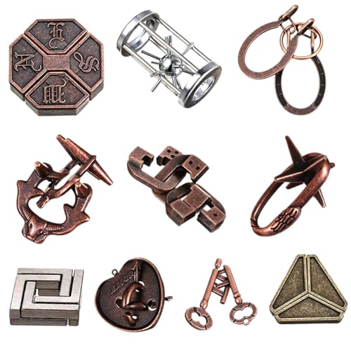 Twin Key Lock -Puzzle, 10pcs klassisches Metall -Lock -Puzzle, traditionelle Hirnteaser -Rätsel für Puzzlespiele, Entsperren von Verriegelungs -Hirnteaser -Spielzeuggeschenken für Erwachsene und Kind von Yaoliucp