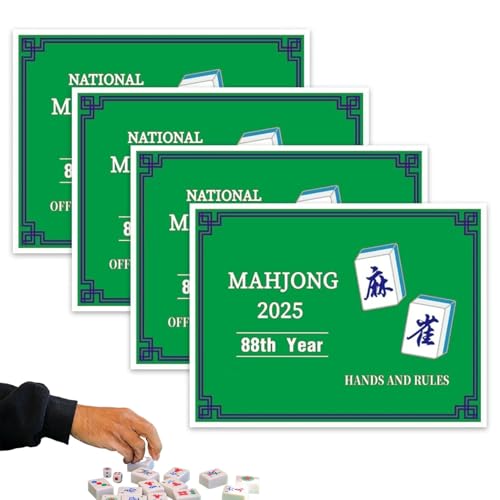 Yaoliucp 4PCS Mahjong Cards 2024, Standard Mahjong -Spiele und Regelkarten, Lernen und Meister großer Druckmahjong -Karten Freizeitspielregeln für Anfänger von Yaoliucp