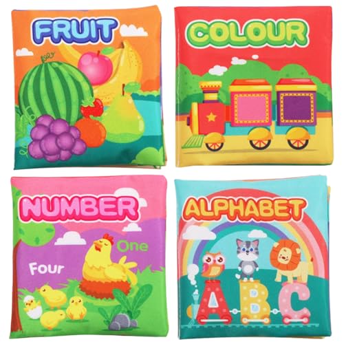 Yaoliucp 4pcs Badebücher für Kleinkinder 1-3 wasserdichte, reißfeste Badbücher mit lebhaften Mustern und Farben, frühe Bildungsbadbadbücher mit Sound Cover für lustige Duschbadbadsbücher von Yaoliucp