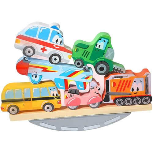 Yaoliucp Baby Stapelspielzeug Trafficthemed Cartoon Holzstapelspielzeug glatt pädagogischer Feinmotor -Stapelspielzeug für Zuhause, Vorschule, Babygeschenke, Baby -Stapelspielzeug von Yaoliucp