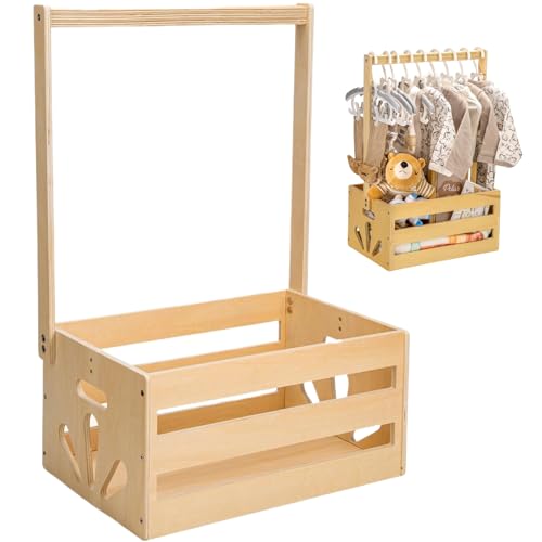 Yaoliucp Babypartykorb Glatte bürgerfreie Babykörbe mit Komfortgriff 13x9x7 Zoll Multifunktionales Holzkiste für Neugeborene Jungen Mädchen, Schwangerschaftsgeschenke, Babypartykorb von Yaoliucp