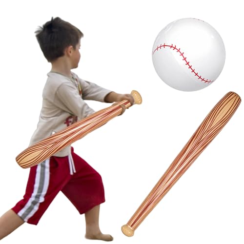 Yaoliucp Baseball Beach Ball Blasbar Baseball Bat Ball Set Pool Float für Pool Beach Fun Sports Game 3PCS, Baseballballons von Yaoliucp