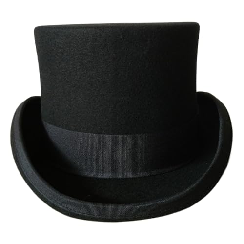 Yaoliucp Black Top Hut formelle Magierhüte für Erwachsene Wolle Top Hut Showman Top Hats für Männer Soziales Abendessen Butler Cosplay Kostüm Halloween Kostümzubehör, Magier Hut von Yaoliucp