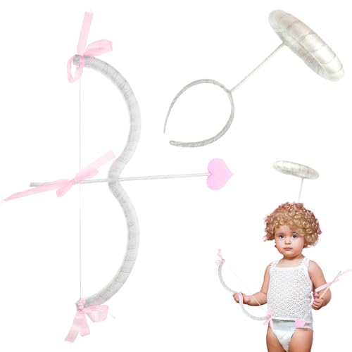 Yaoliucp Cupid Bow und Pfeilset sind romantischer Cupid Bow Arrow & Cupid Stirnband für Kinder Erwachsene süße Cupid -Kostümzubehör für Valentinstag Cosplay -Partyzubehör, Cupid Bow und Pfeil von Yaoliucp