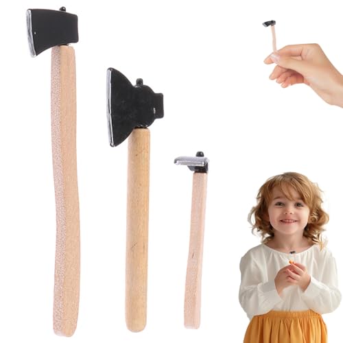 Yaoliucp Dollhouse Axe 3PCS/Set 1:12 Skala realistische Spielzeug Axt Holz künstliche Mini Axt DIY-freundliche dekorative Puppenhausminiaturen für Garten, Holzhackungsszene, Spielzeug Axt von Yaoliucp