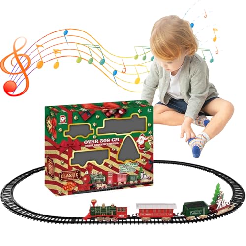 Yaoliucp Elektrisches Zug Set Simuliertes Weihnachtszug Set Klassisches Kinderzug Set mit Gleisen einfach zu montieren Kinderzug Set für Geburtstag & Weihnachtsfest, Style 2, Elektromutzug Set von Yaoliucp