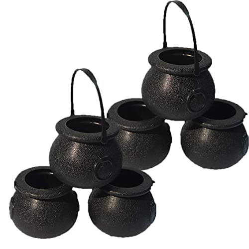 Yaoliucp Fashion Mini Candy Dosen kreativer Schädel geformte Bonbongläser Kessel Hexe Cauldron Handheld Candy Bucket Party Hängende Requisiten für Halloween 6pcs Black, Süßigkeitengläser von Yaoliucp