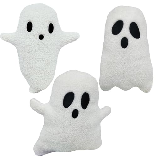 Yaoliucp Ghost Pillow Halloween 3pcs 3 Stil süßes Gesicht 12in Ghost Plüsch Baumwolle gefülltes weiches, atmungsaktives Ghost Thorw Kissen für Sofa, Bett, Halloween -Dekorationen, Halloween -Kissen von Yaoliucp