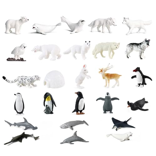 Yaoliucp Mini Sea Animal Figuren | 26pcs Meerestiere und arktische Tiere Figuren, realistische Tierfiguren umfassen Beluga -Wal, Siegel und mehr pädagogische Lernspielzeuge von Yaoliucp