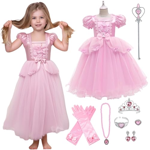 Yaoliucp Prinzessin Kleiderset, süße Kuchen -Prinzessin -Kostüme für Mädchen, elegante Sommerprinzessin Kleid mit Accessoires für Partykostüm Carnival Geburtstag Cosplay, S Prinzessin Kostüme von Yaoliucp