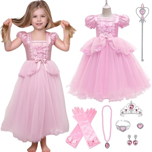 Yaoliucp Prinzessin Kleiderset, süße Kuchen -Prinzessin -Kostüme für Mädchen, elegante Sommerprinzessin Kleid mit Accessoires für Partykostüm Karneval Geburtstag Cosplay, L. Prinzessin Kostüme von Yaoliucp