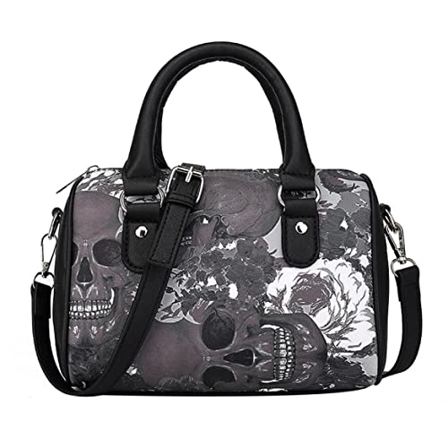 Yaoliucp Schädeldruck Handtaschen Umhängetasche für Frauen Skelettknochen Handtasche Leinwand Handtasche Gothic Punk -Tasche Crossbody Body Frauen Leinwand Handtasche Handtasche von Yaoliucp