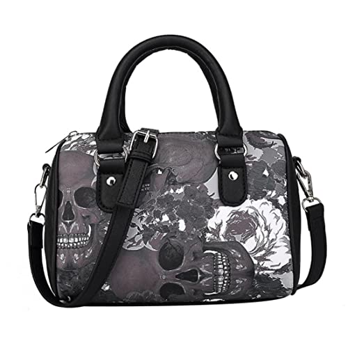 Yaoliucp Schädeldruck Handtaschen Umhängetasche für Frauen Skelettknochen Handtasche Leinwand Handtasche Gothic Punk -Tasche Crossbody Tasche Schädel Tasche von Yaoliucp