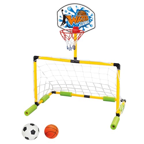 Yaoliucp Schwimmender Basketball-Hoop für Pool, 2-in-1-Fußballtor ＆ Pool Basketball-Reifen, abnehmbares Basketballtor mit 2 Bällen für Kinder und Erwachsene, Poolspielzeug, Poolspielzeug von Yaoliucp