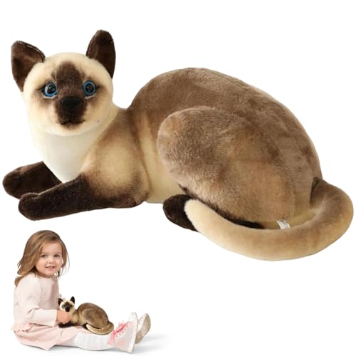 Yaoliucp Siamese Cat Plush 10in Realistic Lying Haltung Siamese Katze gefüllt tierhautfreundlich atmungsaktiv von Yaoliucp