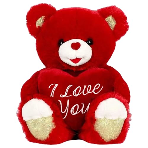 Yaoliucp Teddybär gefülltes Tier, 8 -Zoll -Teddybär mit Herz - Ich Liebe Dich Bären - weicher Plüsch Teddybär zum Valentinstag, Hochzeit, Jubiläum, Geburtstag - bestickte Herzkissen (rot) von Yaoliucp