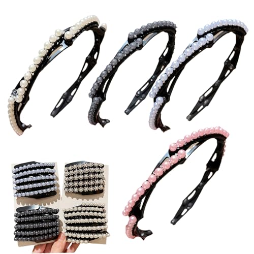 Yaoliucp Zusammenklappbares Stirnband, 4pcs Faltbare Taschenhaarstirnband, Perlenmode -Stirnbänder für Frauen, Nicht -Slip -Stirnbänder für Frauen, die Make -up -Reisen waschen, Style 2 Haarstirnband von Yaoliucp