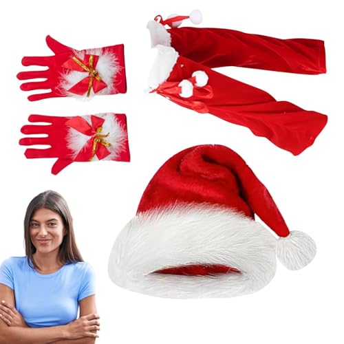 Yapetnck Weihnachtsmann-Kostüm, rote Outfits, Weihnachtsmütze, 3 x Weihnachtsmann-Kostüm-Set, ausgefallene Weihnachtskostüme für Bühnenauftritte, Urlaubspartys von Yapetnck