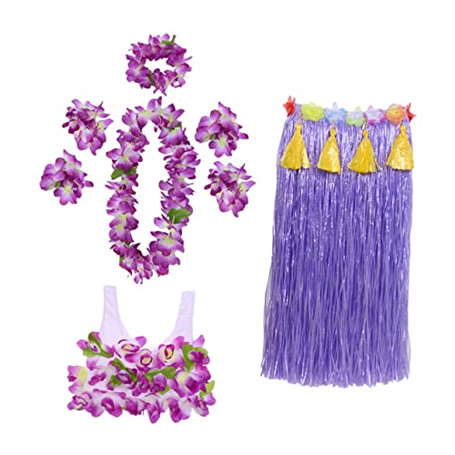 Yardenfun 1 Satz Flow Comb Hula-Anzug Mädchen-Outfit Hula-Röcke Hawaii-Outfits hawaii party outfit hawaii party dekoration Hula-Party-Kostüme Hawaii-Kostüme Kunststofffaser Violett von Yardenfun