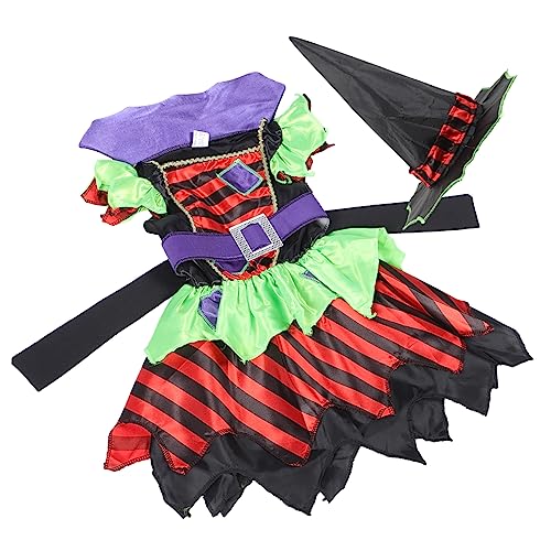 Yardenfun 1 Satz Halloween- Cosplay Hexenkostüm Hexen-cosplay-outfit Hexenkopfbedeckung Kleider Für Mädchen Märchenkostüm Hexenkostüm Für Mädchen Hexenkostüm Für Kinder Polyester von Yardenfun