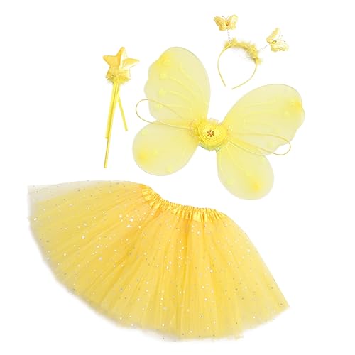 Yardenfun 1 Satz Schmetterlingsflügel vierteiliges Set Tutu-Rock für Mädchen Tutu-Kleid for for Prinzessinenkleid Kinderkleidung Festival-Cosplay-Kostüme Feenrock von Yardenfun