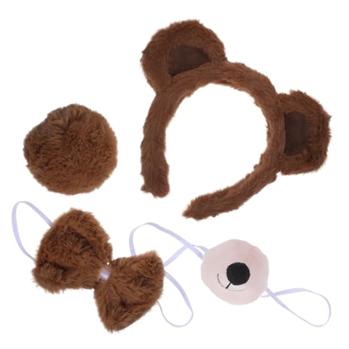 Yardenfun 1 Set Bärenohren Stirnband Tierschwanz Cosplay Bärenkostüm Tierbärenkostüm Künstliche Nase Bärenohren Stirnband Dress Up Tierohren Stirnband Tierkostüm Zubehör Cosplay von Yardenfun