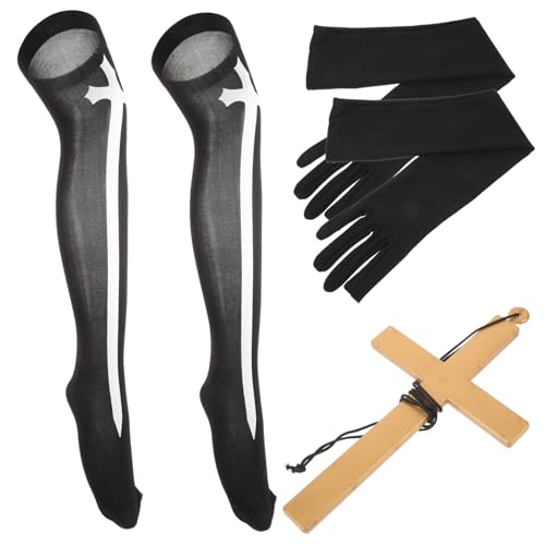 Yardenfun 1 Set Karnevals Nonnen Set Lange Oberschenkelhohe Socken Nonnen Outfit Oberschenkelsocken Für Nonne Zubehör Nonne Für Nonne Dekorativer Strumpf Cosplay Zubehör Strumpf von Yardenfun