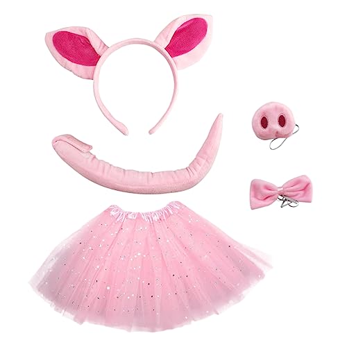 Yardenfun 1 Set Plüsch Stirnband Melodrama Performance Haarnadel Schweinchen Stirnband Rock Anzug Requisiten Schweineohr Stirnband Für Dress Up Schweinchen Spielzeug von Yardenfun